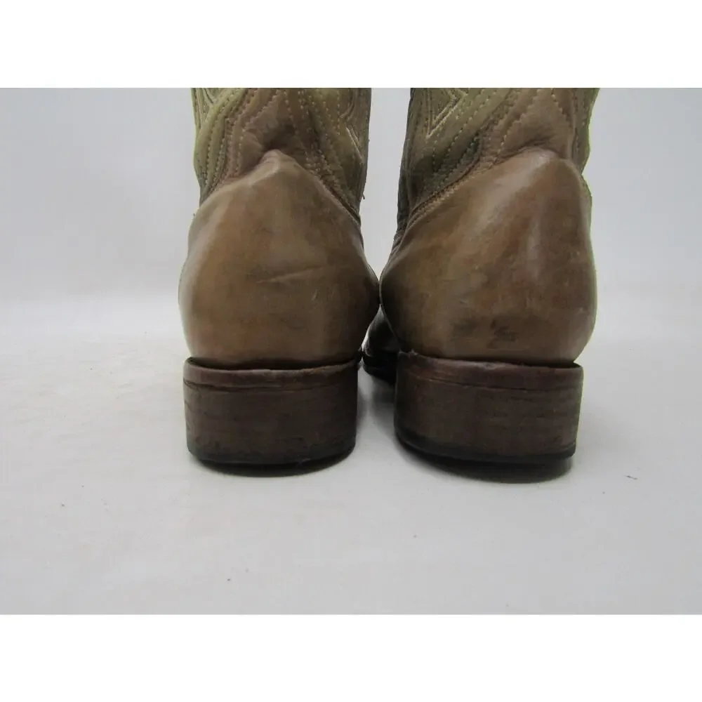 Roper Brand Youth Size 3 D Brown Double Gun Leather Cowboy Western Boots